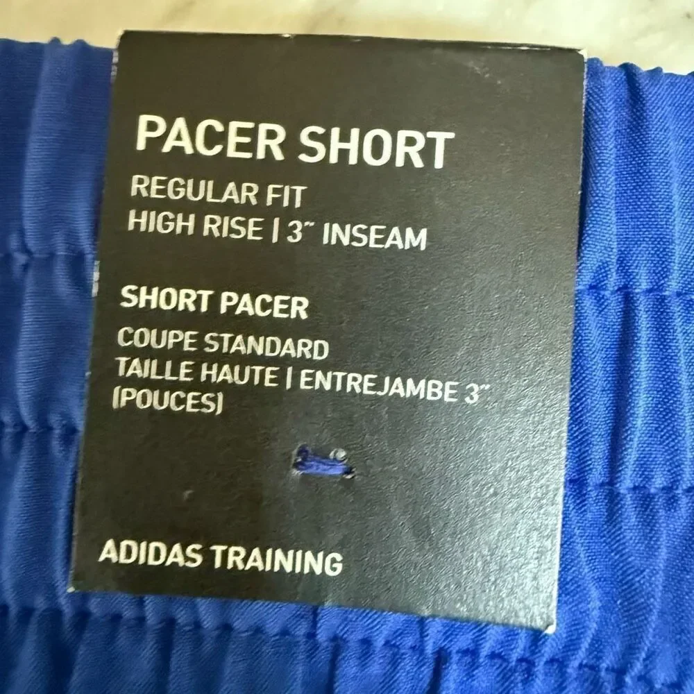 Adidas high rise AeroReady Pacer Training  Shorts Lucid Blue 3” inseam sz XS NWT